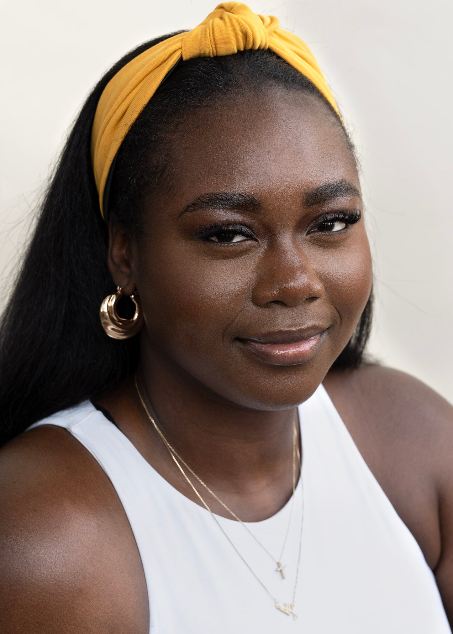 Satin Lined Knotted Headband in Sunshine