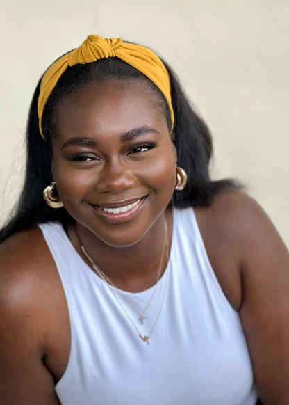 Satin Lined Knotted Headband in Sunshine