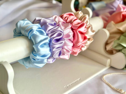 Extra Hold Wide Band Satin Scrunchies - Pastels