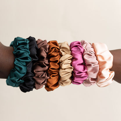 Extra Hold Wide Band Satin Scrunchie in Burnt Orange