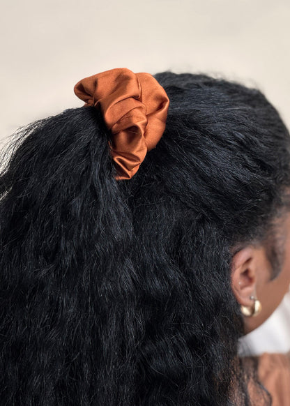 Extra Hold Wide Band Satin Scrunchie in Burnt Orange