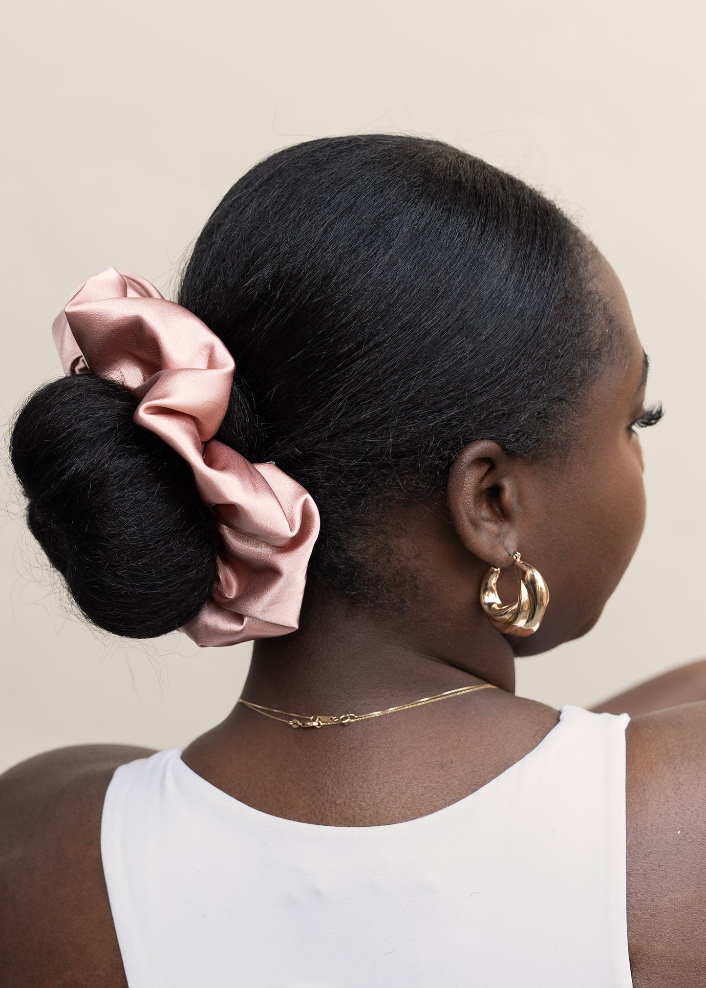 Extra Hold Jumbo Wide Band Satin Scrunchie in Rose