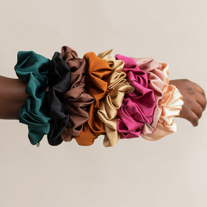 Extra Hold Jumbo Wide Band Satin Scrunchie in Burnt Orange